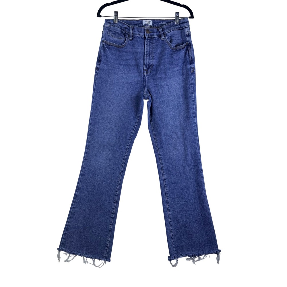 Y2K Boho The Tessa High Rise Bootcut Raw Hem Medium Wash Denim Sz 10/30 Retro
